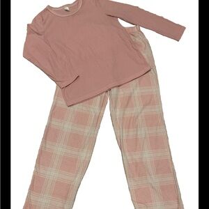 Super Soft Adonna PJ SET Top & Pants Pink & White Women’s Size Small